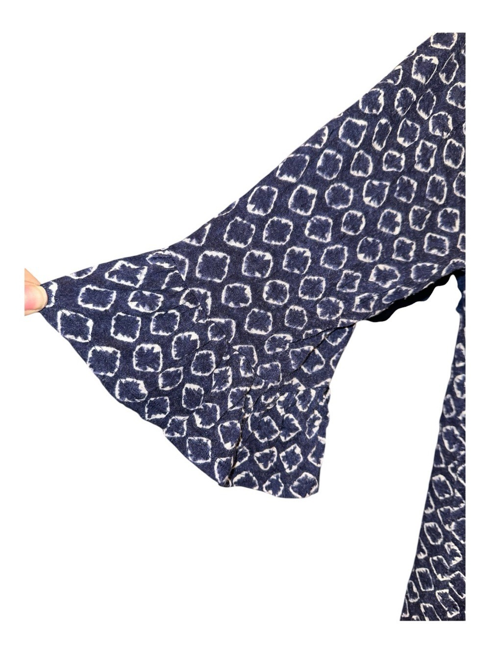 MICHAEL Michael Kors Navy Off-Shoulder Geometric Print Peasant 3/4 Sleeve Top - Picture 6 of 9